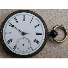 Old Pocket Watch Movement & Dial Key Wind 44 Mm. Balance Ok To Restore