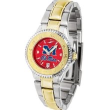 Ole Miss Rebels Ladies Stainless Steel and Gold Tone Watch