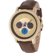 Original Penguin Op 1008 Gd Dino Gold Dial Gold Tone Stainless Chronograph Watch