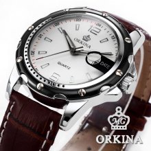 Orkina Luxury Leather Date Calendar Men Sport Wrist Quartz Watch Dailyetrade