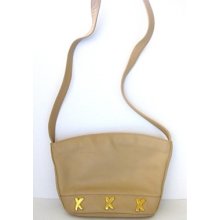Paloma Picasso Beige Leather Shoulder Bag Purse Made In Italy