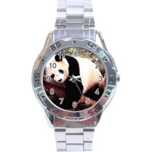 Panda Bear Cute Stainless Steel Analogue Menâ€™s Watch Fashion Hot