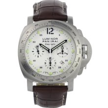 Panerai Luminor Crocodile Mens Steel Watch White Arabic Dial PAM00251