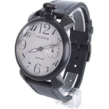 Parnis Watch Manual Mechanical White Face Black Strap