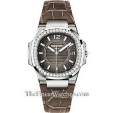 Patek Philippe Ladies Nautilus White Gold Diamond Watch 7010G