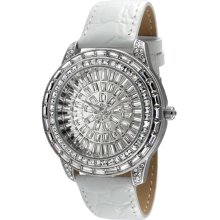 Peugeot J6013 Couture Crystal Silver Pave Dial Leather Women's Watch