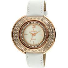 Peugeot J6371RWT Couture Rose Gold Case White Leather Women's Watch