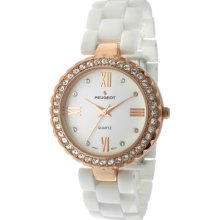 Peugeot Rose Gold Tone And White Ceramic Crystal Watch - Made With