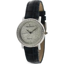 Peugeot Silver Tone Crystal Leather Watch - J1287m - Women