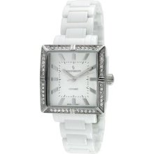 Peugeot White Ps4903Wt Women'S Ps4903Wt Swiss Ceramic Swarovski Crystal White Dial Watch