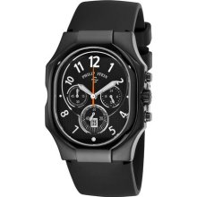 Philip Stein Classic Chrono Mens Black Rubber Strap Watch 23B-NBO-RB