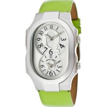 Philip Stein Watch 2-opr2-kg Women's Dual Time White & Silver Dial Light Green