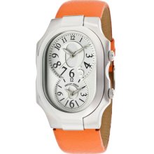 Philip Stein Watch 2-opr2-co Women's Dual Time White & Silver Dial Orange