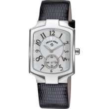 Philip Stein Watches Womens Mother of Pearl Dial Black Lizard Leather