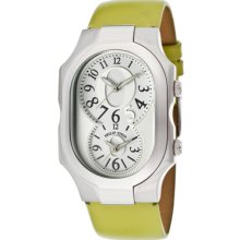 Philip Stein Watches Women's Dual Time White & Silver Dial Light Green