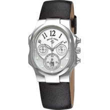 Philip Stein Watches Womens Silver Chronograph Dial Black Pashmina Str