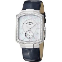 Philip Stein Women's 'Signature' Mother of Pearl Dial Blue Strap Watch