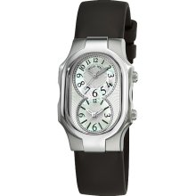 Philip Stein Women's 'Signature' Black Rubber Strap Dual Time Watch