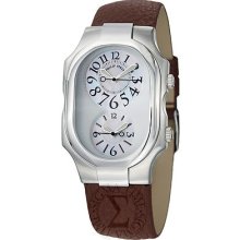 Philip Stein Womens Signature Mother Of Pearl Dial Dual Time Watch 2-f-famop-cbr