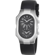 Philip Stein Women's 'Signature' Black Dial Dual Time Quartz Watch