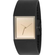 Philippe Starck By Fossill Mid Size Gold Mirror Dial Rubber Unisex Watch Ph5027