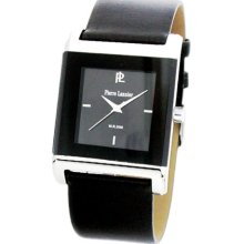 Pierre Lannier 213B133 Women's Chrome Steel Analog Quartz Watch With Black Dial And Black Leather Strap