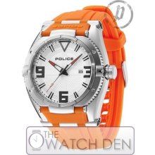 Police - Mens Orange Rubber Strap White Dial Raptor Watch - 13093js-04a