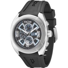 Police Saturn Men's Quartz Watch With Grey Dial Analogue Display And Black Rubber Strap Pl.13594Js/02