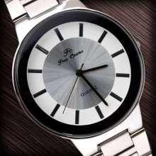 Pretty Silver Face Stainless Steel Ladies Quartz Watch