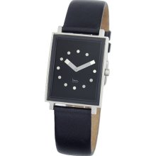 Projects Womens Midnight Michael Graves Stainless Watch - Black Leather Strap - Black Dial - 9707Midnight