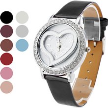 PU Women's Heart-Shaped Leather Style Analog Quartz Bracelet Watch (Assorted Colors)