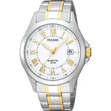 Pulsar By Seiko Gents Kinetic Watch White Dial Stainless Steel Bracelet Par171x1