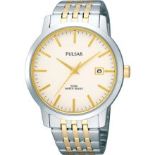 Pulsar By Seiko White Dial 50m Stainless Steel Bracelet Gents Dress Watch Pxh873