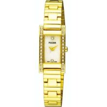 Pulsar Ladies Gold Plated Steel Crystal Set PEGD28X1 Watch