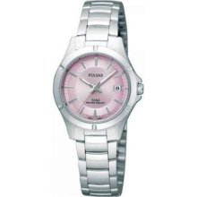 Pulsar Ladies' Pink Dial, Stainless Steel Pxt929x1 Watch Rrp Â£59.95