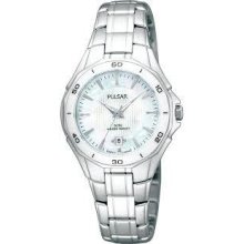 Pulsar Ladies White Ceramic Bezel Watch Pxt895