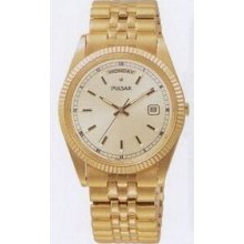 Pulsar Men`s Goldtone Watch W/ Expansion Bracelet