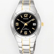 Pulsar Men's Day/Date - Watch - Stainless & Gold-tone - Black Face PXH172