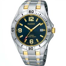 Pulsar Mens Sport Two-Tone Blue Dial Watch #PXH707