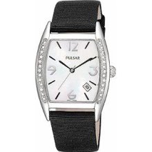 Pulsar Pxd991 Ladies Black Leather Diamonds Stainless Steel Case Rrp Â£76 Watch