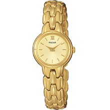 Pulsar Quartz Ladies Champagne Dial Gold Tone Dress Watch Ppgc40x