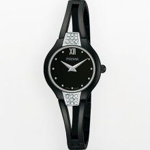 Pulsar Womens Crystal Analog Stainless Watch - Black Bracelet - Black Dial - PTA503