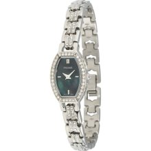 Pulsar Women's PEGC95 Crystal Dress Silver Tone Black MOP Dial Watch