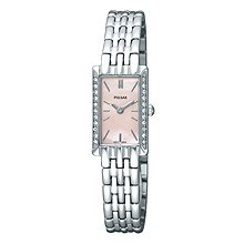 Pulsar Womens Swarovski Crystal Stainless Watch - Silver Bracelet - Pearl Dial - PEGE75