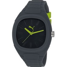 PUMA 'Bubblegum - Large' Silicone Watch Grey/ Lime Green