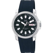 Q&q A166-302y Mens Dress Sport Watch Day Date Water Resistant Wristwatch