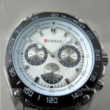 Quartz Hour Dial White Analog Luxury Sport Men's Steel Wrist Watch Whp81