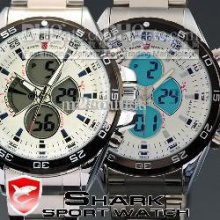 Quartz Men Sport Watch Lcd Digital Chronograph Alarm Stainless Steel