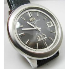 Rare Weekly Auto Orient Aaa Working Crystal Automatic Gent Kanji 21 Jewels.
