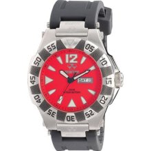 Reactor Gamma Men's Watch - Black Rubber Strap - Red Dial- Day/Date - 53811